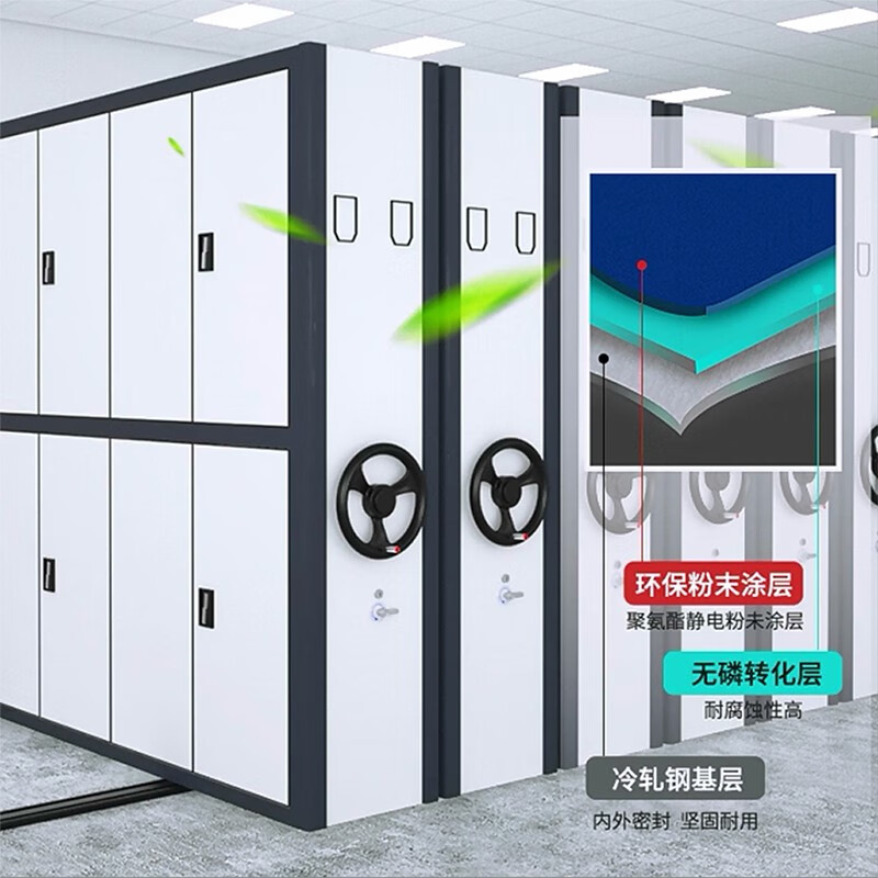 豫蓉美移动型档案密集架智能电动密集柜手摇式移动档案柜钢制资料图